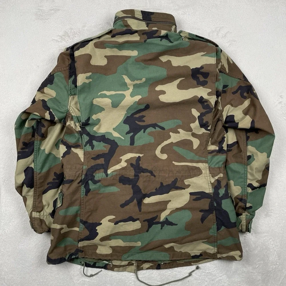 Vintage Military M-65 Field Jacket Mens Medium Long Camo Cold Weather Hoodie